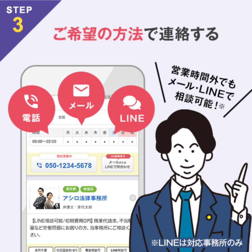 STEP3 ご希望の方法で連絡する